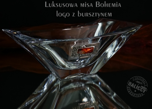 Kryształowa misa Bohemia z logo, wykonana dla firmy YASKAWA.